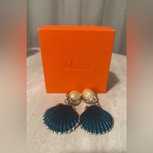 Julietta Azul Pearl & Shell Statement Earrings | Silver/Blue